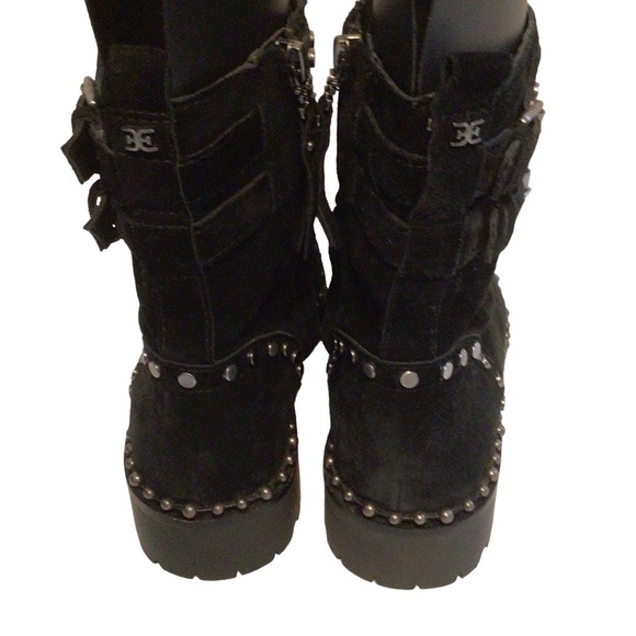 Sam Edelman Jennifer Black Studded Combat Boot Size US 6.5 - Picture 5 of 14